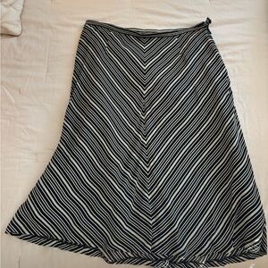 Black & White Diagonal Stripe A-Line Skirt